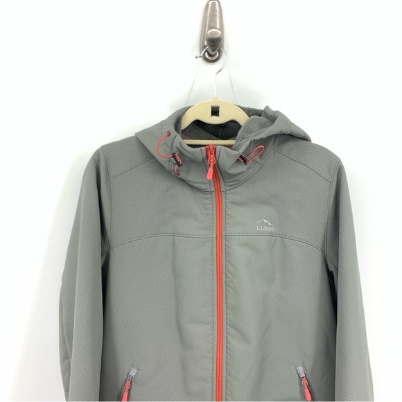 LL Bean Jacket Women Size Large Zip Front Coat Gray Storm Fleece Pro Lined Hood - Picture 2 of 9
